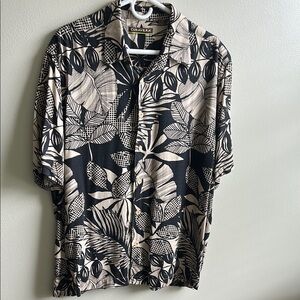 Cubavera Men's Black and Cream Tropical Shirt XL size